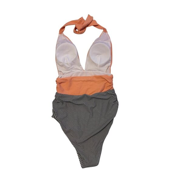 Cupshe Keeping You Accompanied PeachStripe One Piece Padded Swimsuit Size Small - Picture 3 of 13